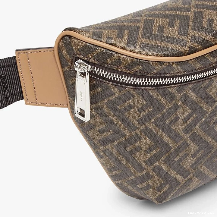 Affordable Brown Fendi Motif Black FF Belt Fabric In Bag 0712